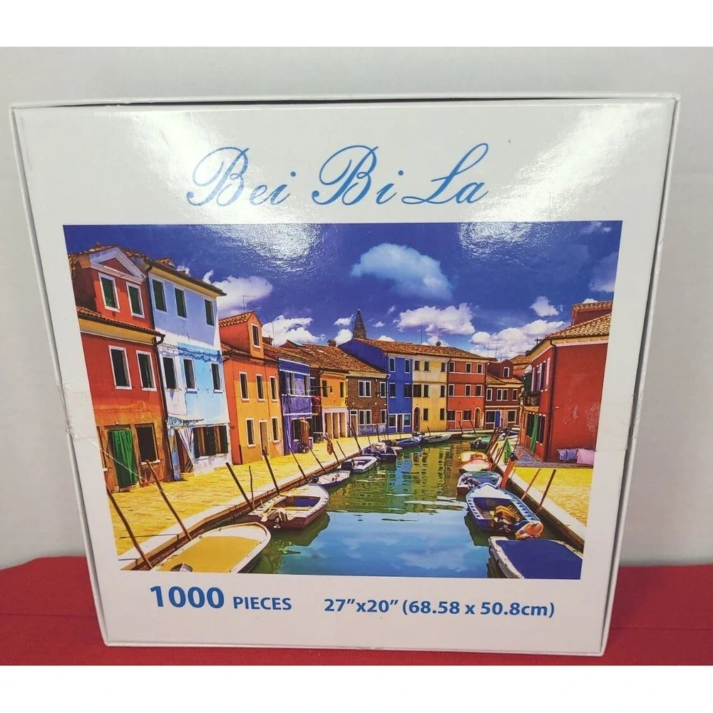 Bei Bi La_WHARF TOWN Victorian Houses Boats in Canal 1000pc Jigsaw‎ Puzzle
